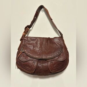 Lucky Brand Vintage Inspired Lamb Leather Hobo Stash Shoulder Bag